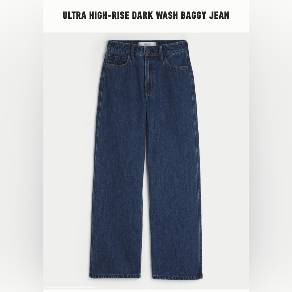 Hollister ULTRA HIGH-RISE DARK WASH BAGGY JEAN